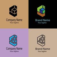 grand Unique Beautiful Abstract logo with different designs of the same shape For business company. Color editable. vector