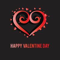 Red Heart Happy Valentines day text Valentines day background vector