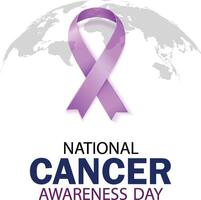 National cancer awareness day Purple color realistic ribbon vector