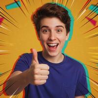 A young man giving the thumbs up sign photo