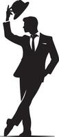 Silhouette of a man in a suit and hat vector
