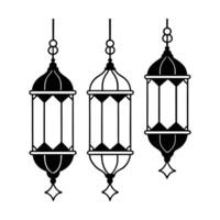 Vintage Hanging Lanterns with Geometric Patterns Arabic Style vector