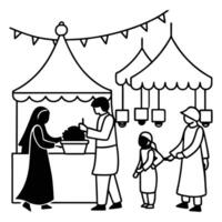 The Joy of Giving A Heartwarming Scene of Shopping and Sharing vector