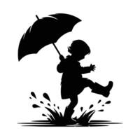 Splash of Happiness Embracing Rain with an Umbrella vector