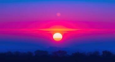 A sunset with a bright orange and pink sky photo