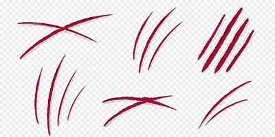 Claw marks scratches silhouette, cat or wild animal scrape track scratches paw shape isolated on white background. Nails trace texture with torn edge. vector