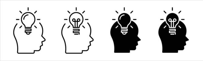 idea icon set. contain solution, creative, thinking, inspiration, innovation, head lightbulb icon vector