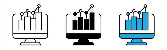 data monitoring icon set. contain data analysis, growth, infographic, statistic, business icon vector