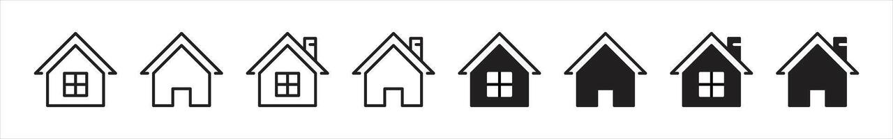 home icon set. real estate thin line and flat icon. house symbol sign for app and web simple style icon vector