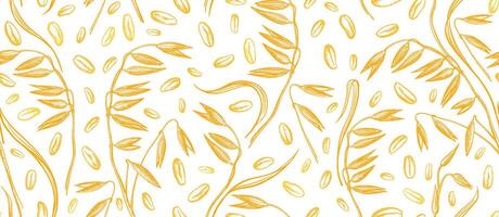 Grain of oats field. Golden wheat, spelt backdrop vector