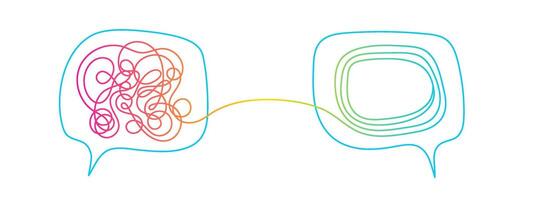 Tangle of thoughts. Line concept. Simplify process vector