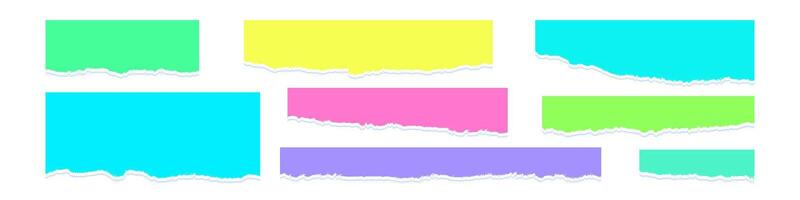 Torn colorful paper pieces. Scraps with torn edges vector
