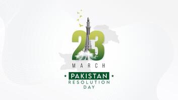 23 March Resolution Day with Minar-e-Pakistan White Background Minimal Banner Template vector