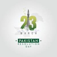 23 March Resolution Day with Minar-e-Pakistan White Background Minimal Design Template vector