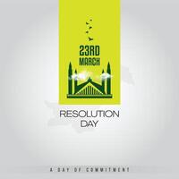 Pakistan Resolution Day Minimalist Illustration with Faisal Mosque White Background Template vector