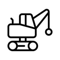 Wrecking ball excavator isolated icon, demolition crane machine outline symbol with editable stroke vector