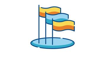 Raising Flags in a Competition 2D Motion Graphics Animation video