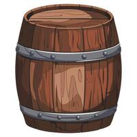 Wooden Barrel with Detailed Texture Cartoon Style Rustic Game Asset vector