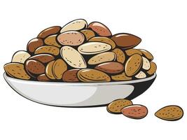 Cartoon Plate of Almond Nuts Web and App Design Icon vector