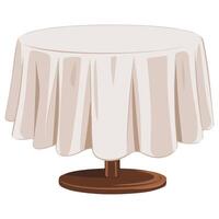 Cartoon Wooden Table with Tablecloth Empty Cafe and Restaurant Setting vector