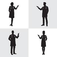 Collection of Doctors in Silhouette Pointing vector