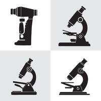Collection of Microscope Silhouettes for Science and Research vector