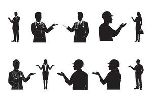 Professional silhouettes representing diverse careers and industries vector