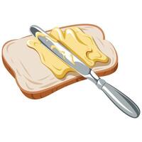 Knife Spreading Butter on Toast Flat Design for Web and App vector