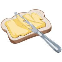Knife Spreading Butter on Toast Flat Design for Web vector