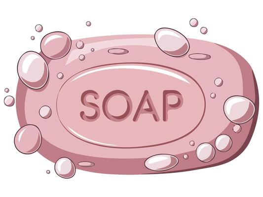 Bar Soap with Foam Design on White Background