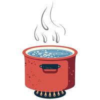 Flat Design of Boiling Water in Red Pan vector