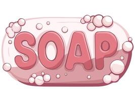 Flat Design of Bar Soap with Foam Isolated vector