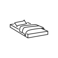 single bed. linear icon. Line with editable stroke vector