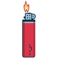 Gas Lighter with Flame in Flat Design vector