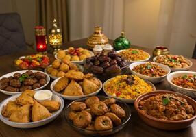 A table filled with different types of food photo