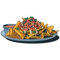 Nachos with sauce icon vector