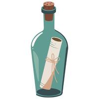 Floating Bottle with Message Inside vector