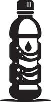 a black and white bottle of water with a drop of water vector