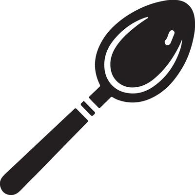 a spoon is shown in black and white on a white background
