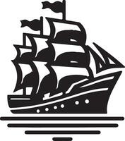 Clean black and white illustration of a sailing ship vector