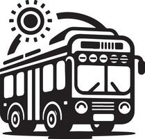 a bus with the sun behind it vector