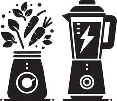 black and white illustration of a blender and a juicer vector