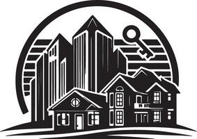a black and white logo of a house and key vector