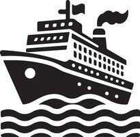 a black and white image of a cruise ship vector