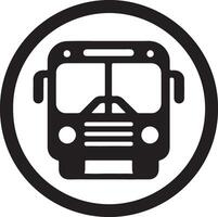 a black and white bus icon in a circle vector
