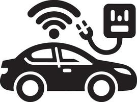 an electric car with wifi connected to it vector