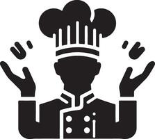 a chef icon with hands up in the air vector