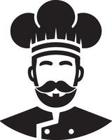 a chef with a mustache and hat on his head vector