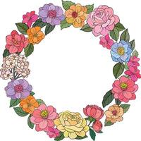 circular wreath made of floral elements. vector
