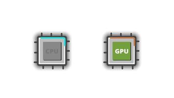 animated cpu dan gpu circuit line . video